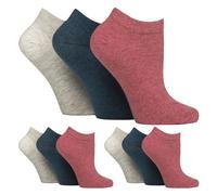 Gentle Grip 9 Pairs Ladies Diabetic Trainer Socks Cushioned Wide Calf Ankle Socks for Swollen Legs (4-8, Coral/Grey/Teal)