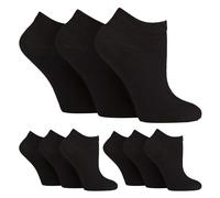 Gentle Grip 9 Pairs Ladies Diabetic Trainer Socks Cushioned Wide Calf Ankle Socks for Swollen Legs (4-8, Black)
