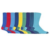Gentle Grip 9 Pairs Men's Soft Loose Top Socks | Diabetic Friendly Cotton Socks (6-11, Colourburst Mix 2)