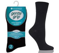 Gentle Grip Ladies 3 Pair Plain Cotton Diabetic Socks 4-8 Ladies Black