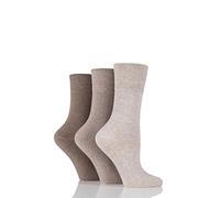 Gentle Grip Ladies 3 Pair Plain Cotton Diabetic Socks 4-8 Ladies Natural