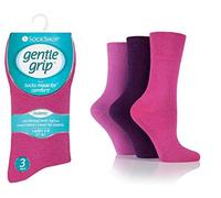 Gentle Grip Ladies Diabetic Seamless Toe HoneyComb Top Non Elastic Socks 3 Pairs (Purple Mix)