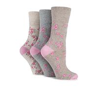 Gentle Grip Ladies Patterned Cotton Socks Vintage Rose 4-8
