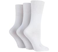 Gentle Grip Ladies Plain Cotton Socks Pack of 3 White 4-8