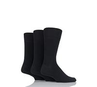 Gentle Grip Men's 3 Pair Plain Cotton Socks Black 6-11
