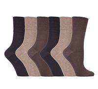 Gentle Grip - Mens 6 pairs of Diabetic Sock with Honey Comb Top and Hand linked Toe Seams - 6-11 UK 39-45 Eur (Black) (Browns)