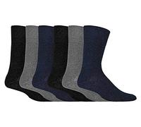 Gentle Grip - Mens 6 pairs of Diabetic Sock with Honey Comb Top and Hand linked Toe Seams - 6-11 UK 39-45 Eur (Black) (Black/Navy/Grey)