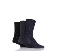 Gentle Grip Mens Striped Plain and Patterned Soft Breathable Bamboo Socks in Mulitpack of 3 Assorted Colours Sizes 6-11 Suit Black/Navy/Grey 6-11