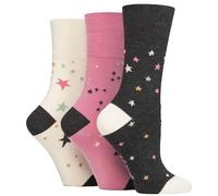 Gentle Grip SOCKSHOP Ladies Soft Top Patterned and Striped Soft Breathable Bamboo Socks in a Multipack of 3 Starry Night 4-8