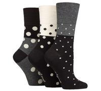 Gentle Grip SOCKSHOP Ladies Soft Top Patterned and Striped Soft Breathable Bamboo Socks in a Multipack of 3 Mono Spots 4-8 SOLRM