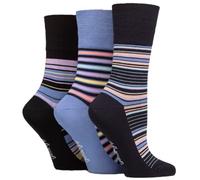Gentle Grip SOCKSHOP Ladies Soft Top Patterned and Striped Soft Breathable Bamboo Socks in a Multipack of 3 Stripey Array 4-8 (SOLRM)