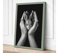 Gentle Hands with Rabbit Canvas Wall Art Print 18x12 Inch