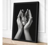 Gentle Hands with Rabbit Canvas Wall Art Print 30x20 Inch (76 x 51 cm)