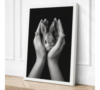 Gentle Hands with Rabbit Canvas Wall Art Print 36x24 Inch (91 x 61 cm)