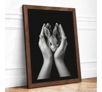 Gentle Hands with Rabbit Minimalist Framed Wall Art Print A3 (42×29.7cm)