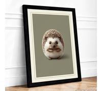 Gentle Hedgehog Minimalist Framed Wall Art Print A1 Black