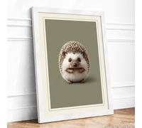 Gentle Hedgehog Minimalist Framed Wall Art Print A1 White