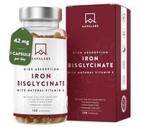 Gentle Iron Supplements for Women and Men - 42 mg Iron Tablets high Strength with Natural Vitamin C - Active Form - bisglycinate - Fatigue Supplements with high bioavailability - 120 Capsules