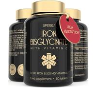 Gentle Iron Tablets 17mg with Vitamin C for Energy, Tiredness and Fatigue | High Strength & High Absorption - 60 Vegan Capsules - Ferrous Bisglycinate Supplements for Women & Men