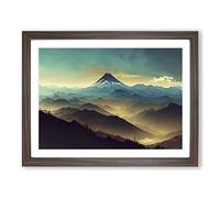 Gentle Japanese Mountains Framed Print | A2 Walnut Framed Wall Art | Ready to Hang | Asian Landscape Picture | Living Room Bedroom Lounge Office