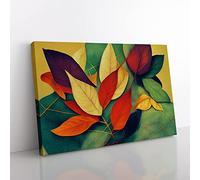 Gentle Leaf Canvas Wall Art Print Ready to Hang, Framed Picture for Living Room Bedroom Home Office Décor, 50x35 cm (20x14 Inch)