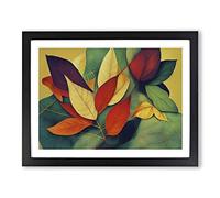 Gentle Leaf Framed Print | A2 Black Framed Wall Art | Ready to Hang | Modern Floral Picture | Living Room Bedroom Lounge Office