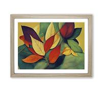 Gentle Leaf Framed Print | A2 Oak Framed Wall Art | Ready to Hang | Modern Floral Picture | Living Room Bedroom Lounge Office