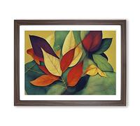 Gentle Leaf Framed Print | A3 Walnut Framed Wall Art | Ready to Hang | Modern Floral Picture | Living Room Bedroom Lounge Office