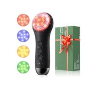 Gentle LED Facial Cleansing Brush - 4 Light Mode Liquid Silicone Face Scrubber Exfoliator - IPX7 Waterproof Rechargeable Electric Face Scrub Brush for Cleansing Exfoliating Massaging - Black