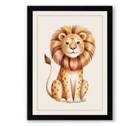 Gentle Lion Cub Boho Framed Wall Art Print A3 (42×29.7cm) Black, Wall Decor for Living Room, Bedroom, Office & Home, Ready to Hang, Art Gift
