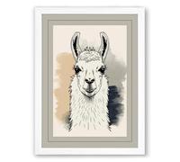 Gentle Llama Boho Framed Wall Art Print A4 (29.7×21cm) White, Wall Decor for Living Room, Bedroom, Office & Home, Ready to Hang, Art Gift
