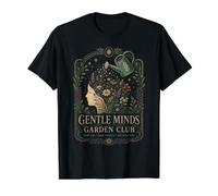 Gentle Minds Garden Club Botanical Wellness Floral Art Value Graphic T-Shirt, Men, Black, S