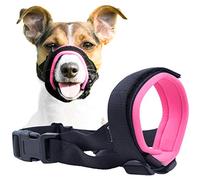 Gentle Muzzle Guard for Dogs - Prevents Biting and Unwanted Chewing Safely - New Secure Comfort Fit - Soft Neoprene Padding - No More Chafing - Training Guide Helps Build Bonds with Pet (Pink, S+)