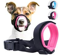 Gentle Muzzle Guard for Dogs - Prevents Biting and Unwanted Chewing Safely - New Secure Comfort Fit - Soft Neoprene Padding - No More Chafing - Training Guide Helps Build Bonds with Pet (XL, Pink)