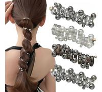 Gentle No-Damage Soft Elastic Spiral Telephone Cord Hair Ties for Women, Pearl Twisted Design Ponytail Tie for Everyday Wear and Special Occasions