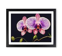 Gentle Orchid Flowers BLK Framed Print | A3 Black Framed Wall Art | Ready to Hang | Modern Floral Picture | Living Room Bedroom Lounge Office