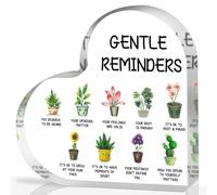 Gentle Reminders Decor, Positive Affirmations Desktop Art Decorations for Home Therapy Office School Counselling Office Mental Health Awareness Gifts, Positive Affirmations Heart Acrylic Sign Decor
