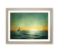 Gentle Sailing Boat Framed Print | A2 Oak Framed Wall Art | Ready to Hang | Modern Vehicle Picture | Living Room Bedroom Lounge Office