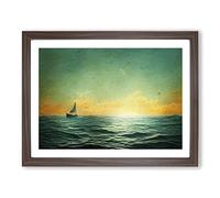 Gentle Sailing Boat Framed Print | A2 Walnut Framed Wall Art | Ready to Hang | Modern Vehicle Picture | Living Room Bedroom Lounge Office