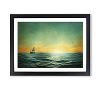Gentle Sailing Boat Framed Print | A3 Black Framed Wall Art | Ready to Hang | Modern Vehicle Picture | Living Room Bedroom Lounge Office