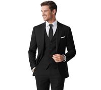 Gentle Season Men's Slim Fit 5-Piece Suit Set with Stretch - Jacket, Vest, Pants, Bow Tie & Necktie (2-Button Design)