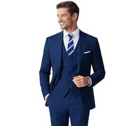 Gentle Season Men's Slim Fit 5-Piece Suit Set with Stretch - Jacket, Vest, Pants, Bow Tie & Necktie (2-Button Design)