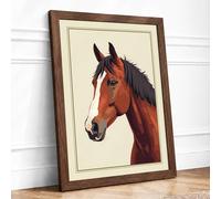 Gentle Study Horse Rustic Framed Wall Art Print A4 Walnut