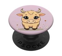 Gentle Taurus Zodiac Bull with Blossoms - Cute Astrology PopSockets Adhesive PopGrip