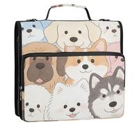 Gentle Tones Puppy 3 Ringing 1.5 inch Zippered Binder Bag with Shoulder Strap & Handle Multiple Pockets Document Binder Organizer for School