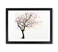 Gentle Tree Abstract Framed Print | A3 Black Framed Wall Art | Ready to Hang | Abstract Floral Picture | Living Room Bedroom Lounge Office