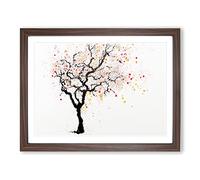 Gentle Tree Abstract Framed Print | A4 Walnut Framed Wall Art | Ready to Hang | Abstract Floral Picture | Living Room Bedroom Lounge Office