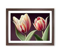 Gentle Tulip Flowers BLK Framed Print | A2 Walnut Framed Wall Art | Ready to Hang | Modern Floral Picture | Living Room Bedroom Lounge Office