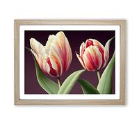 Gentle Tulip Flowers BLK Framed Print | A3 Oak Framed Wall Art | Ready to Hang | Modern Floral Picture | Living Room Bedroom Lounge Office