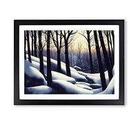 Gentle Winter Forest Framed Print | A2 Black Framed Wall Art | Ready to Hang | Modern Landscape Picture | Living Room Bedroom Lounge Office